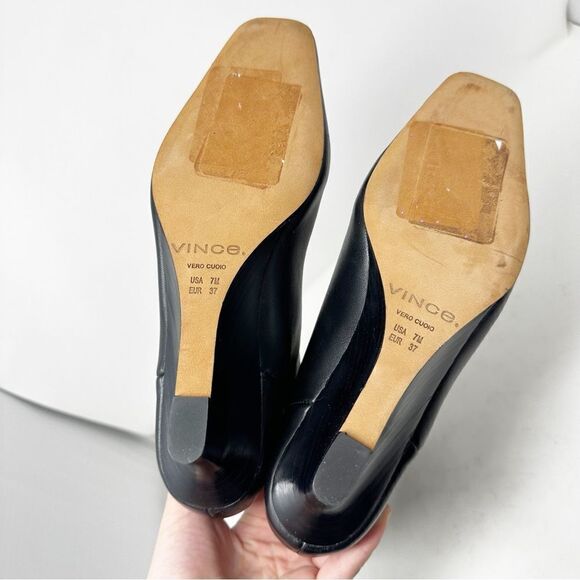 Vince Slouchy Wedge Leather Tall Boot Size 7 Beverly Square Toe - Picture 9 of 9